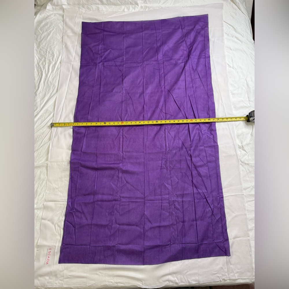 Escada Marine Groove Oversized Purple Cotton Resort Scarf Wrap Y2K Designer Logo - Picture 9 of 10